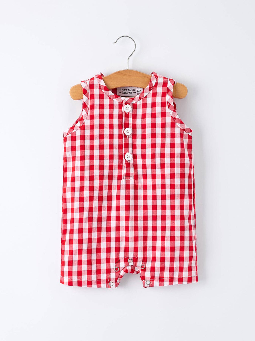 Summer Plaid Smocked Ruffle Boys Romper Sibling Outfits