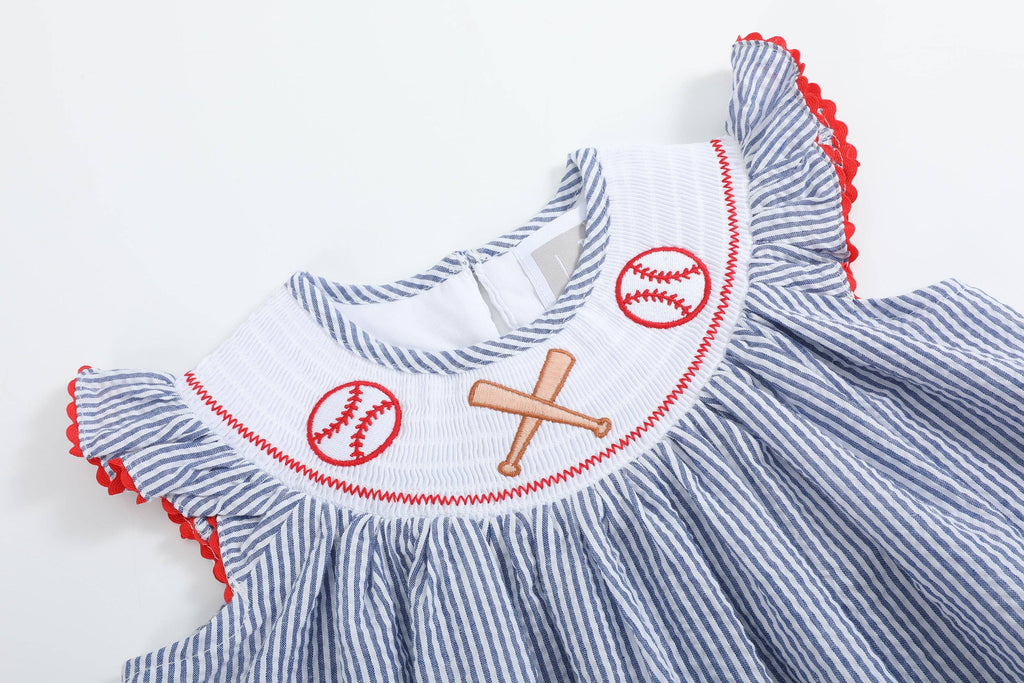 Seersucker Baseball Bishop Dress