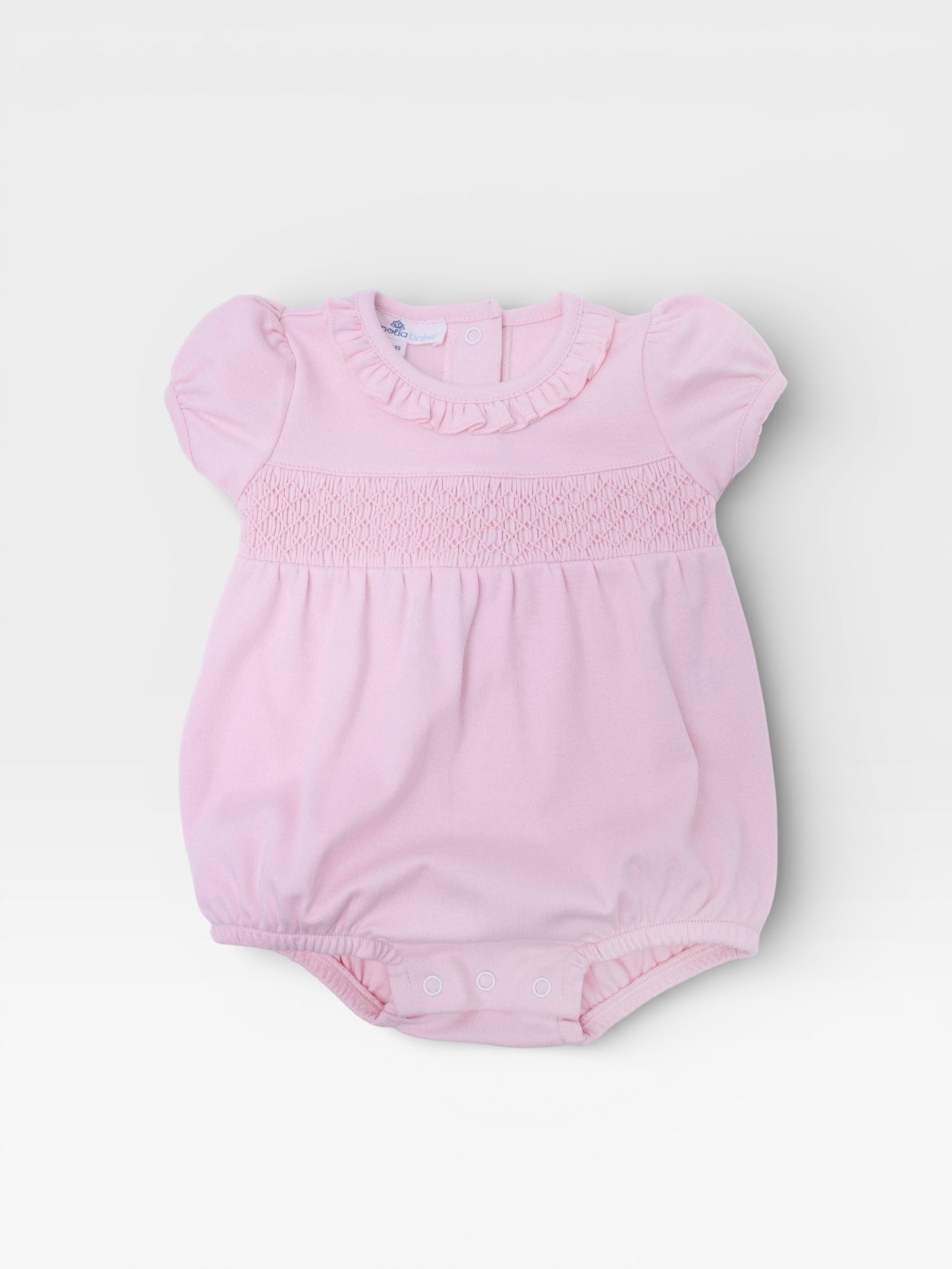 Essentials Solid Smocked Bubble - Pink