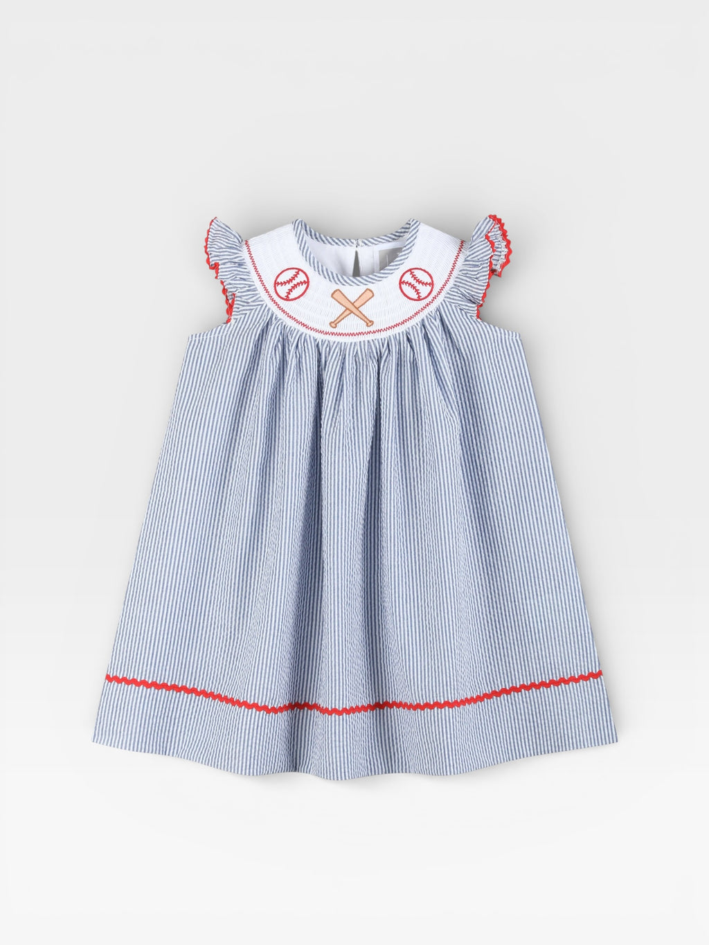 Seersucker Baseball Bishop Dress