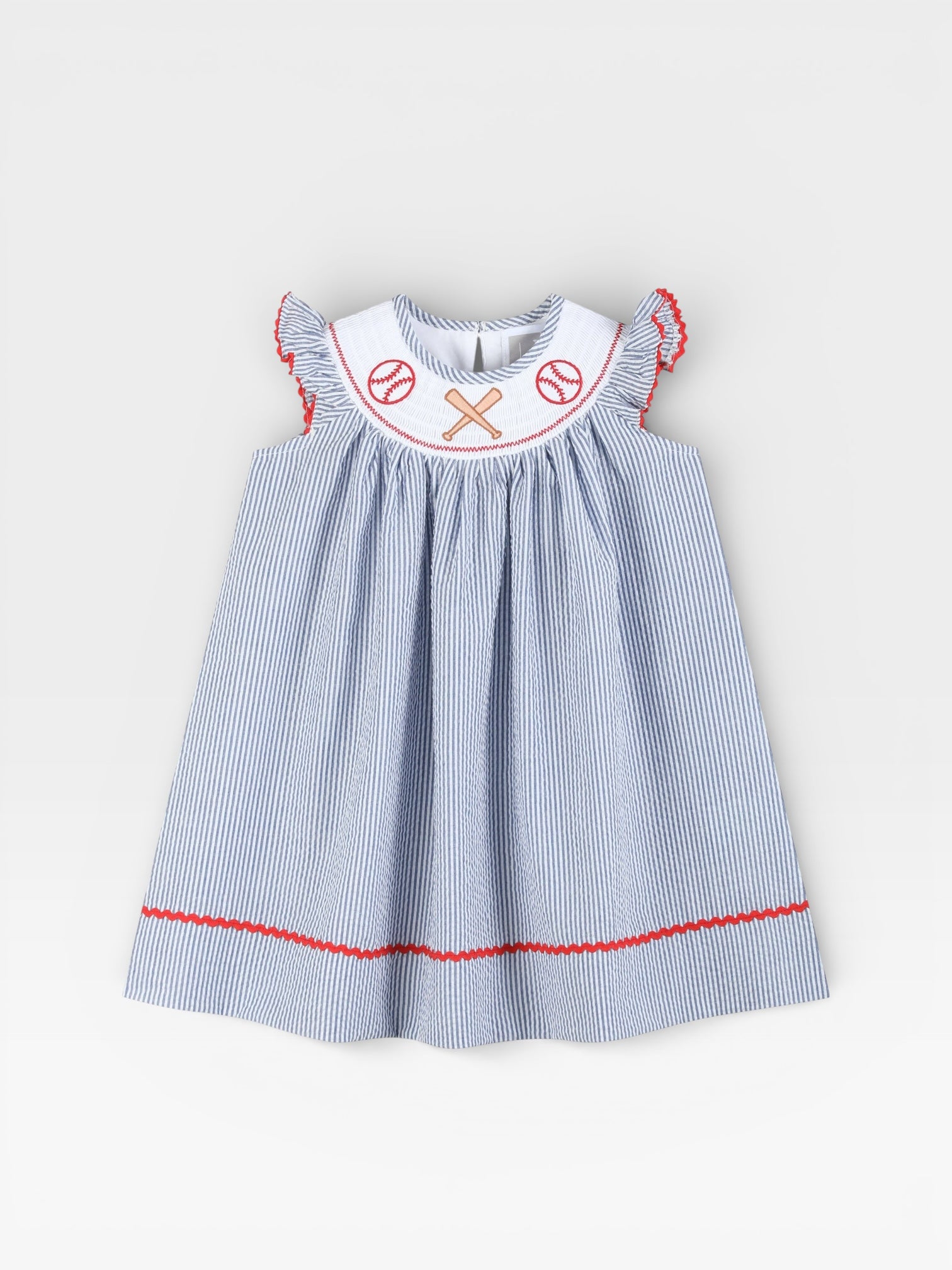 Seersucker Baseball Bishop Dress
