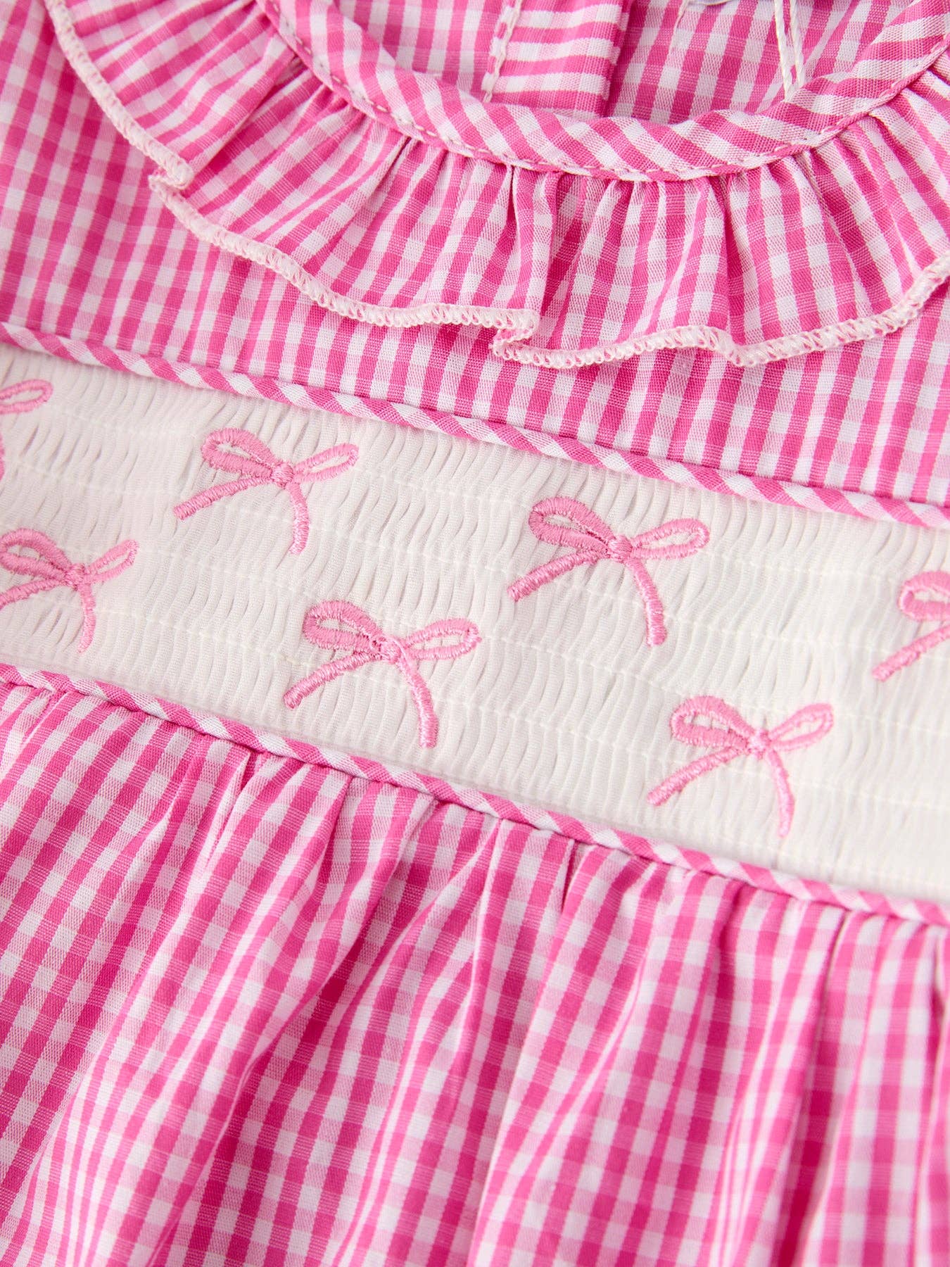 Bow Embroidered Plaid Baby Girl Romper