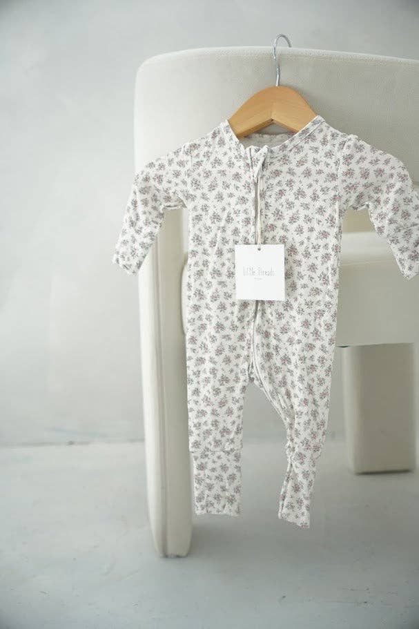 Vintage Floral Blush Bamboo Footie