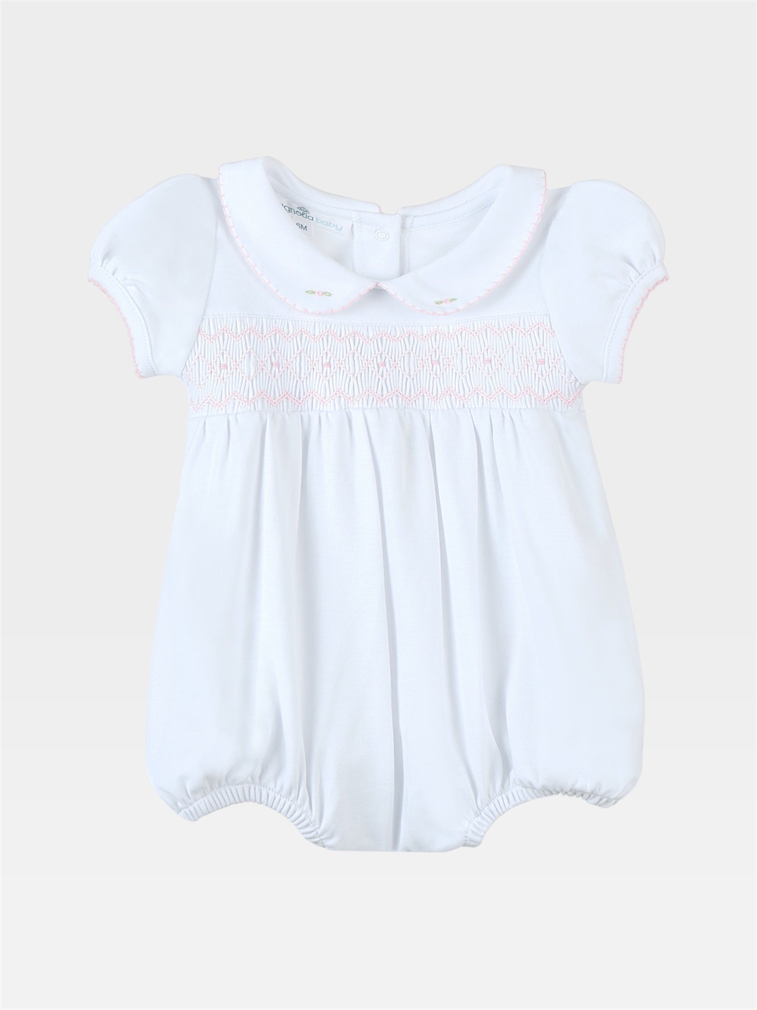 Lizzie's Classics Smocked Short Sleeve Bubble - Pink