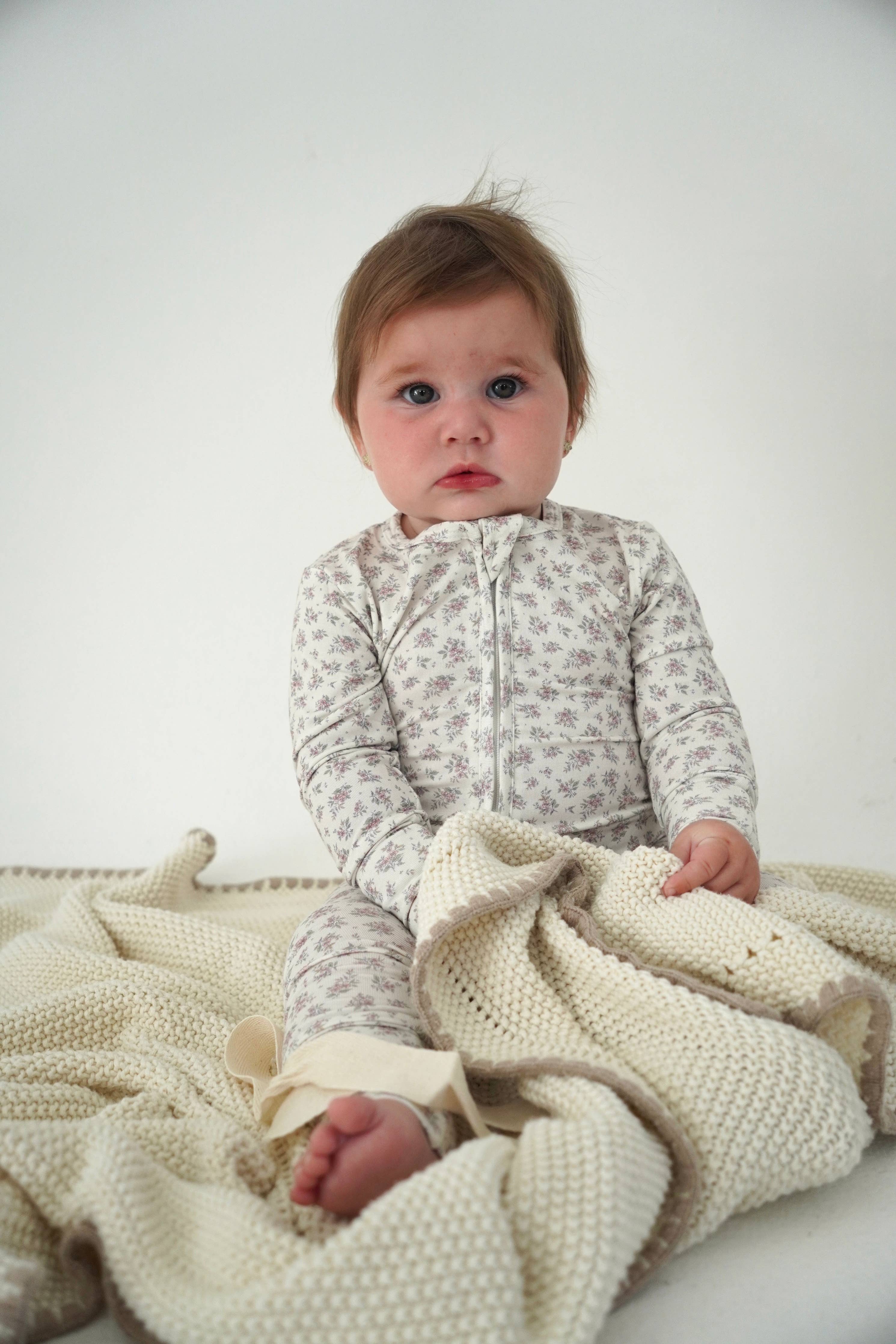 Vintage Floral Blush Bamboo Footie