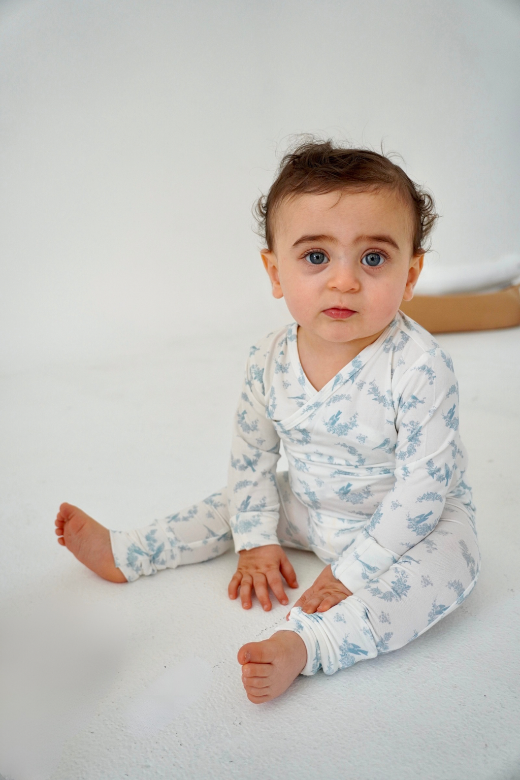Little Blue Bird Bamboo Wrap Footie