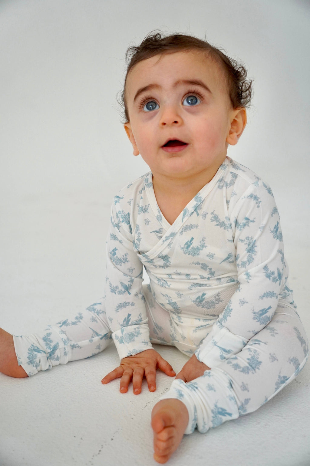 Little Blue Bird Bamboo Wrap Footie