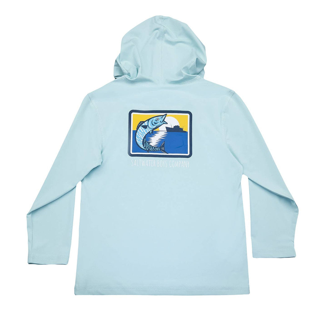 Boys Performance Hoodie Light Blue Wahoo