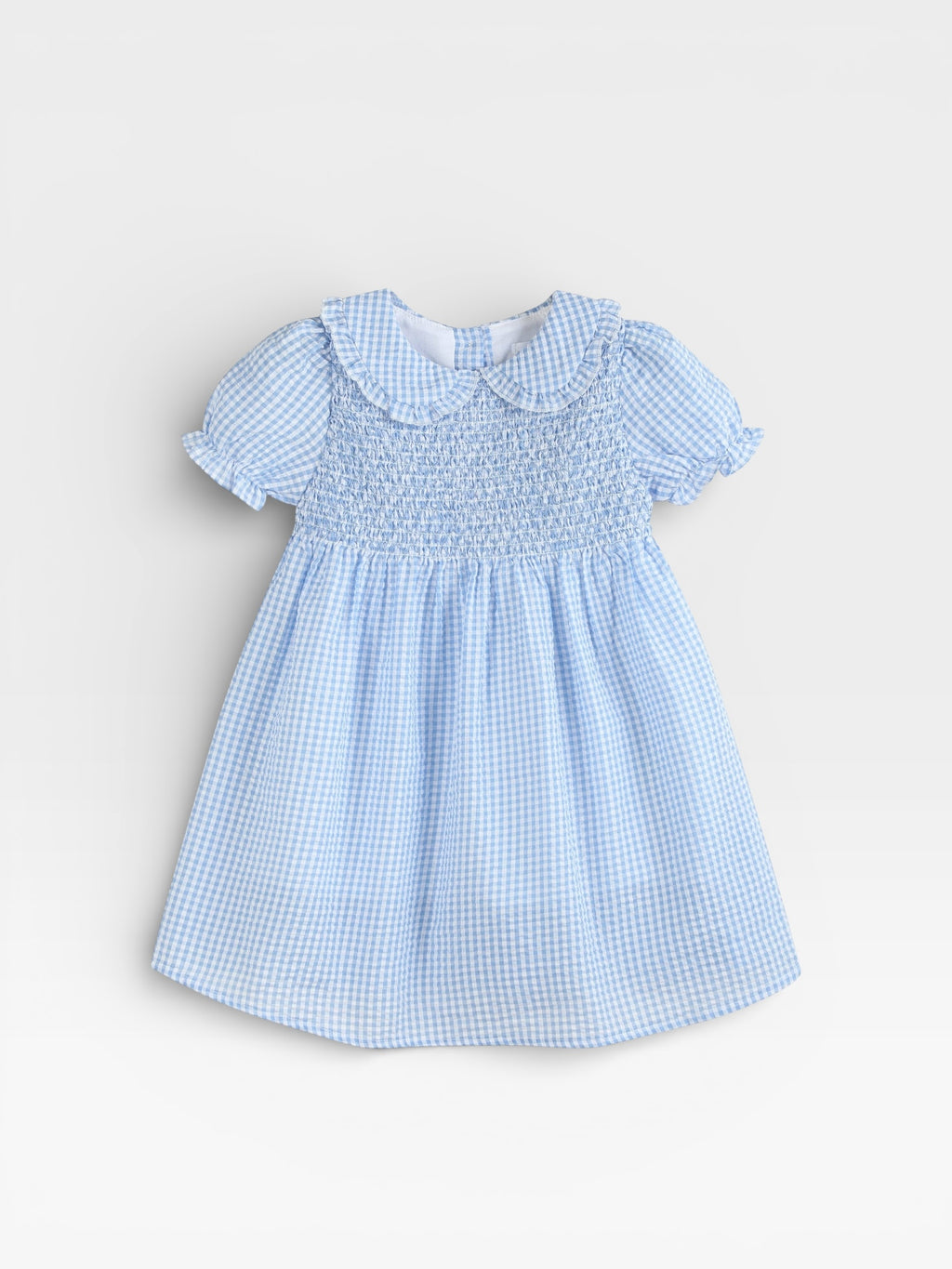 Light Blue Gingham Smocked Dress