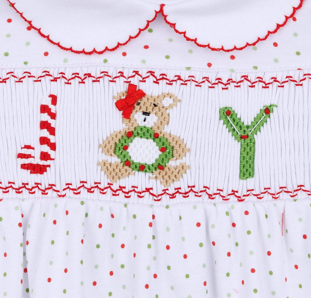 Christmas Joy Classics Smocked Long Sleeve Bubble - Red Girl