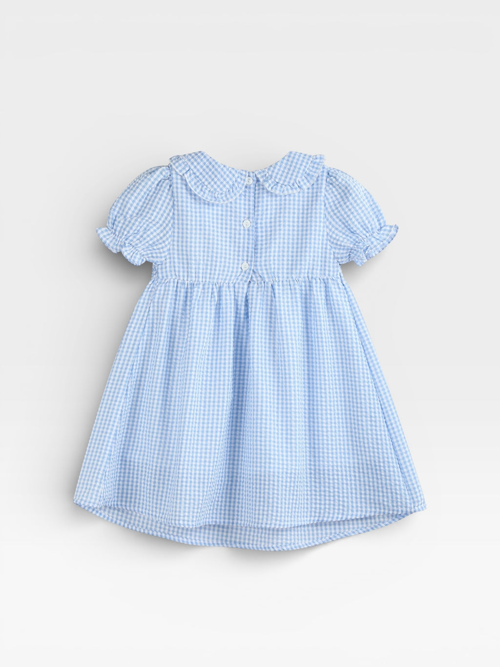 Light Blue Gingham Smocked Dress