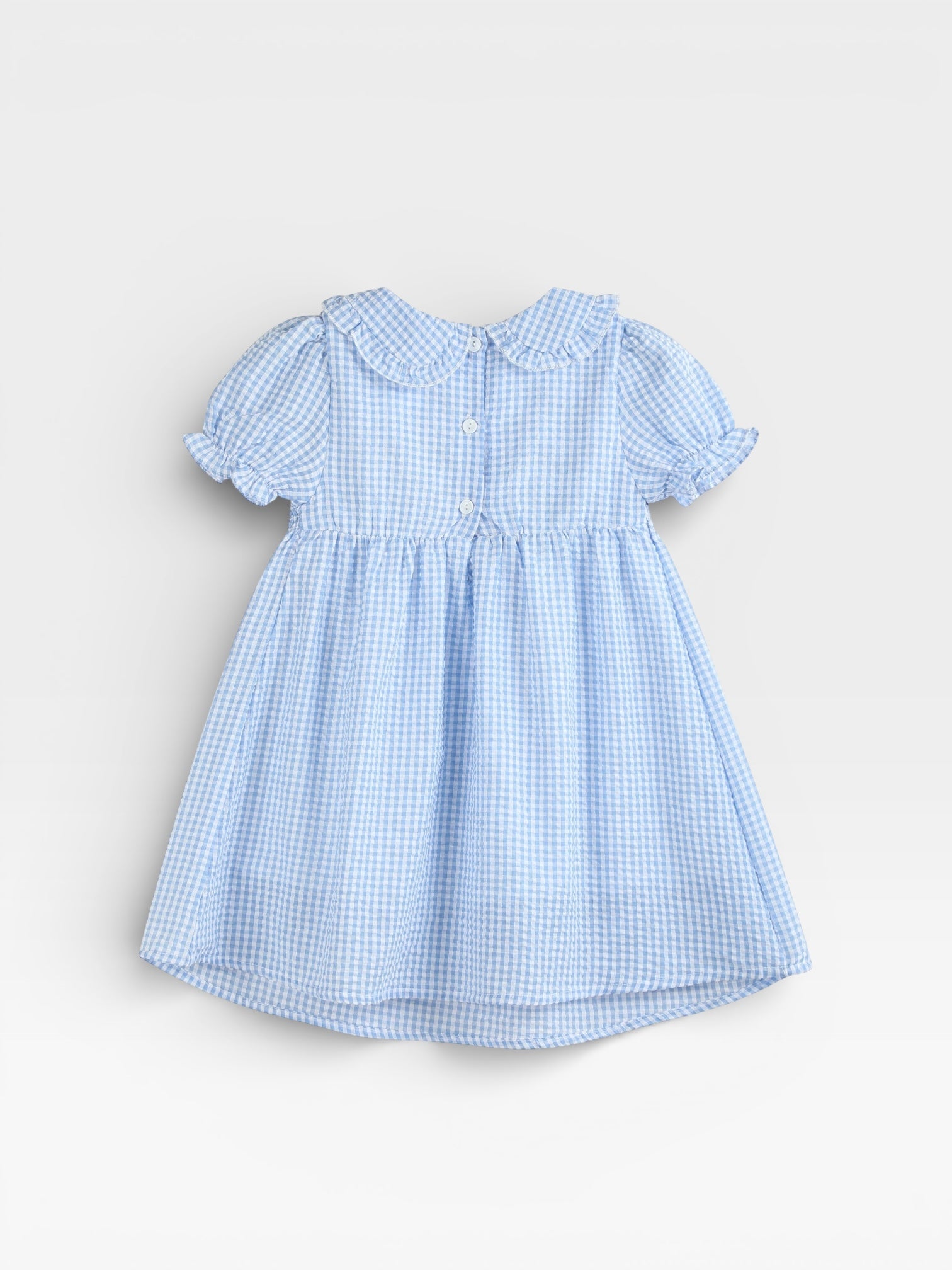 Light Blue Gingham Smocked Dress