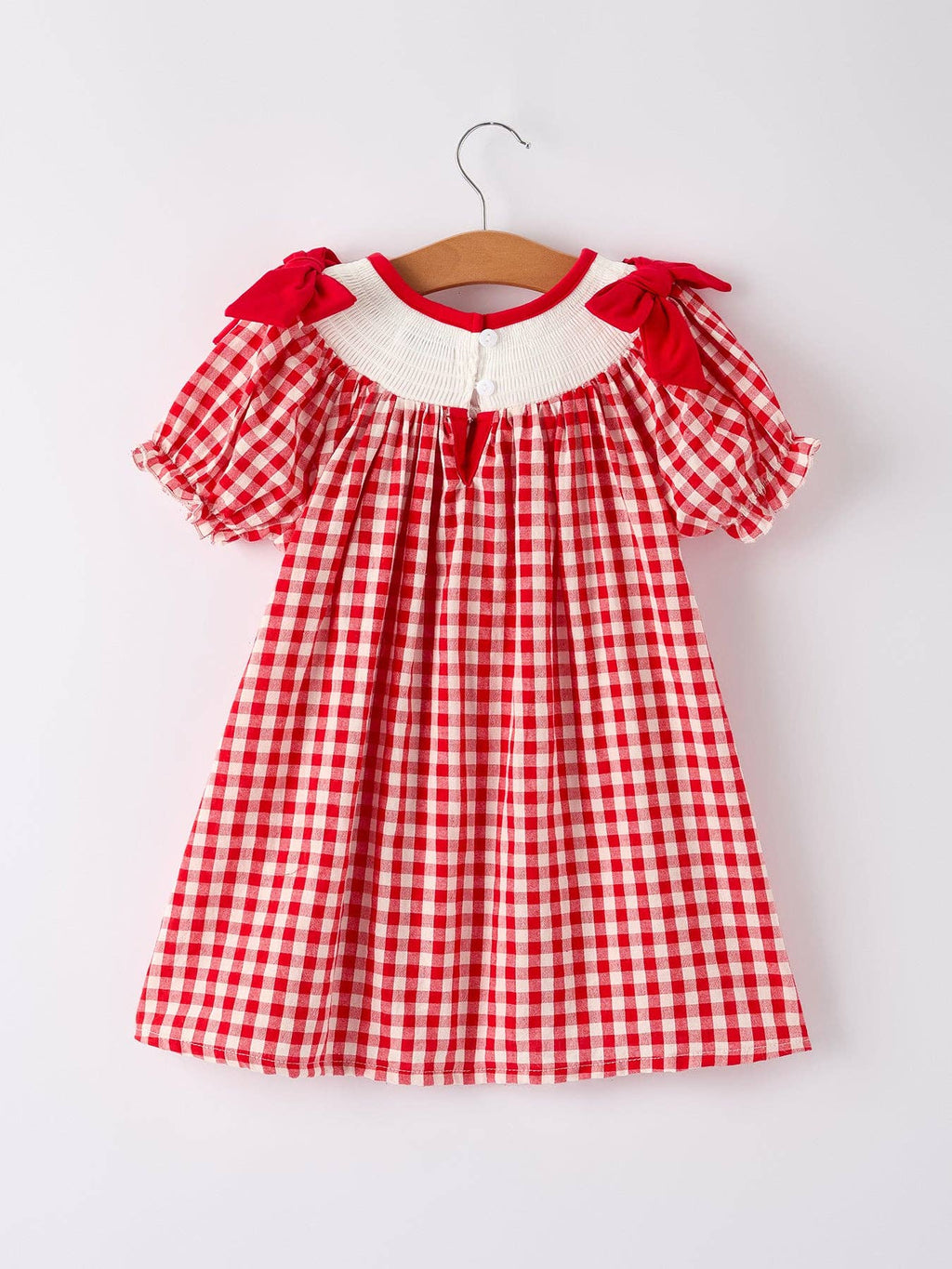 Red Cherry Bow Plaid Dress