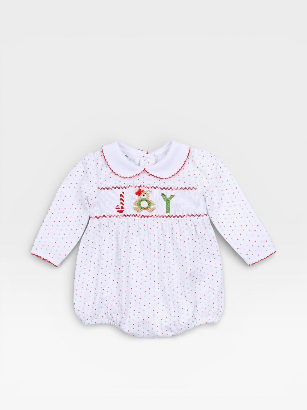 Christmas Joy Classics Smocked Long Sleeve Bubble - Red Girl