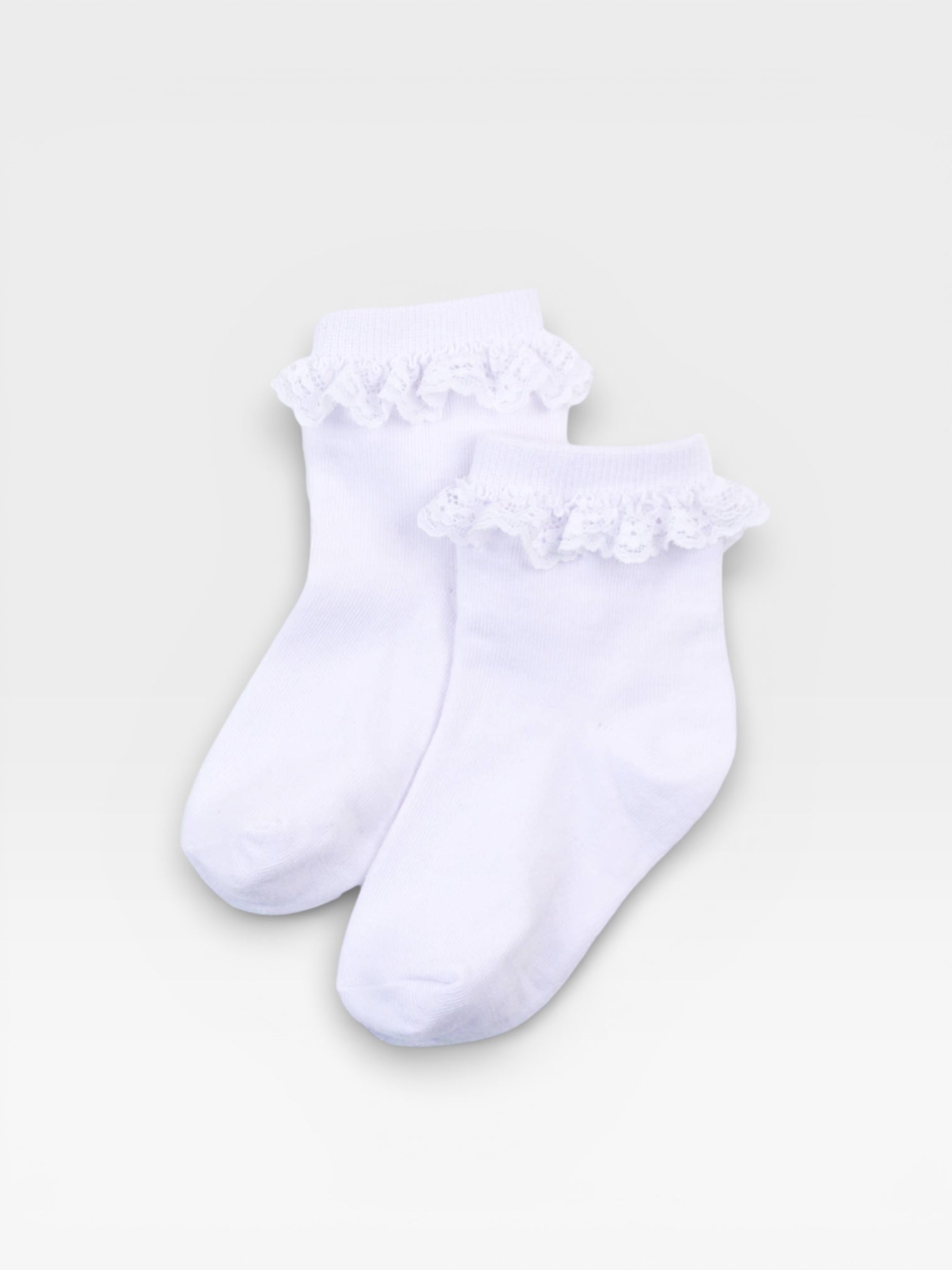Girls 3-Pack White Lace Ruffle Frilly Ankle Socks