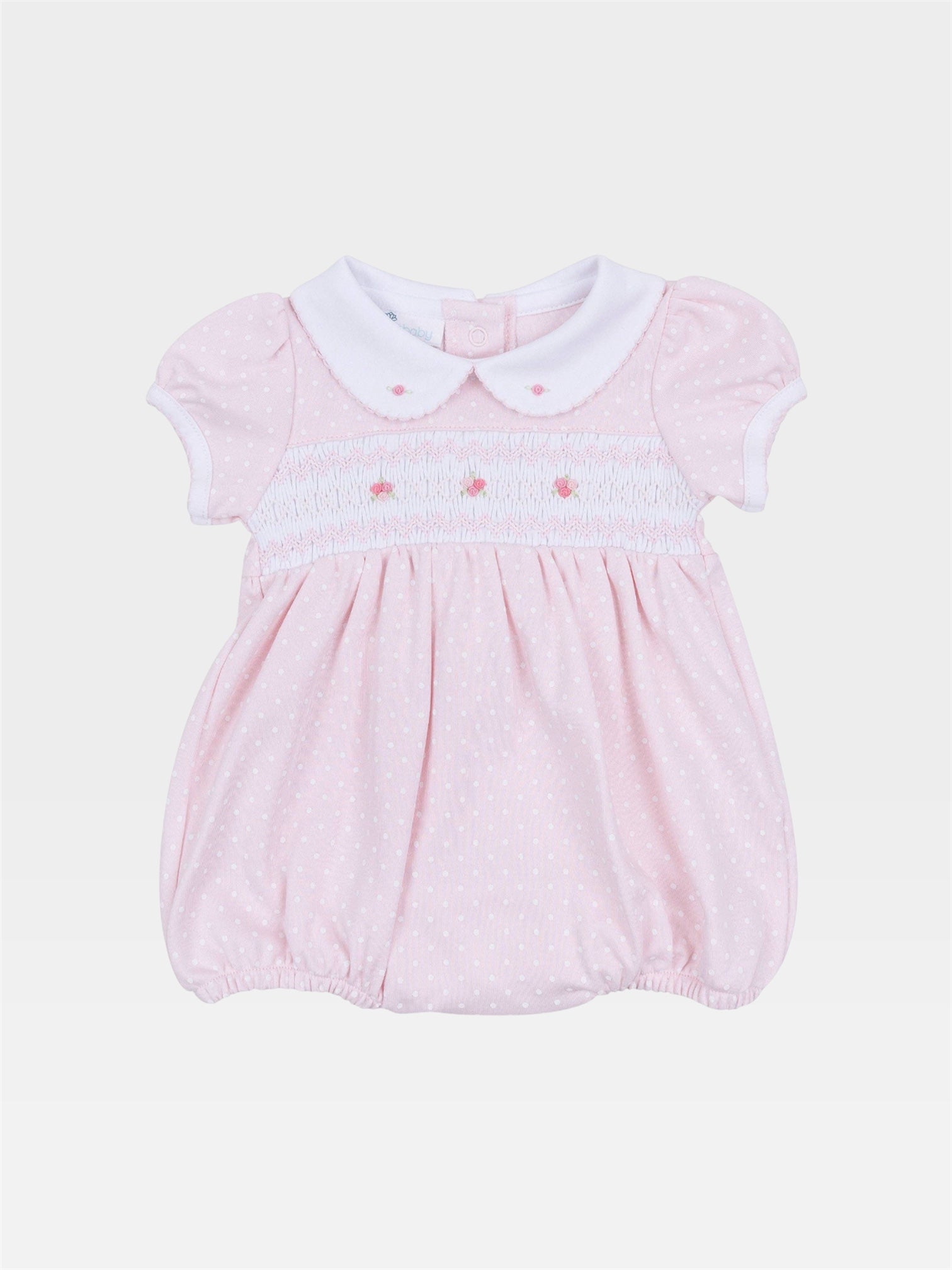 Mia's Classics Smocked Short Sleeve Bubble - Pink