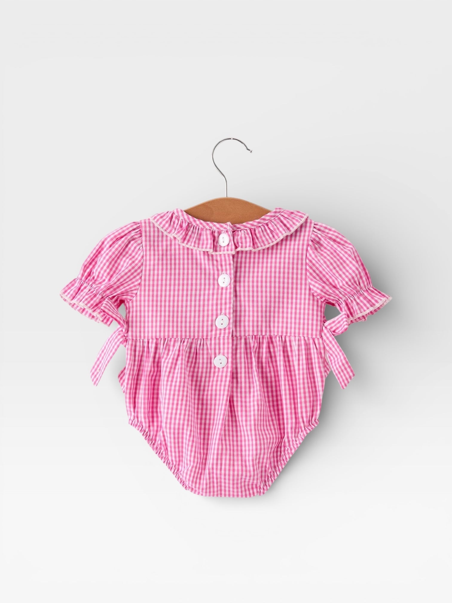 Bow Embroidered Plaid Baby Girl Romper