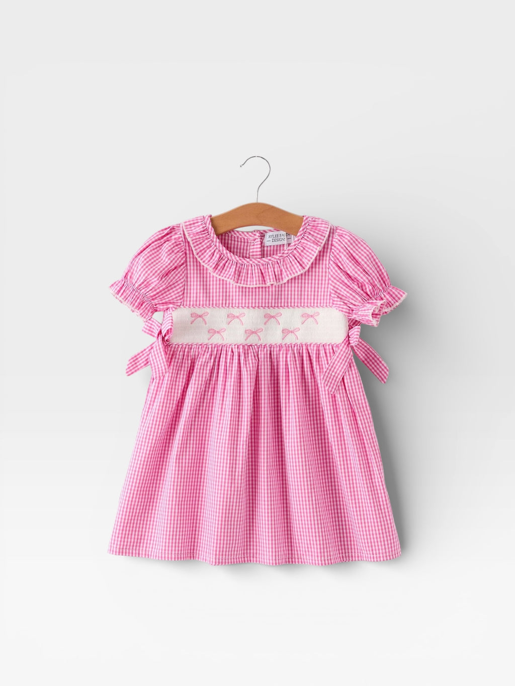 Bow Embroidered Plaid Baby Girl Dress