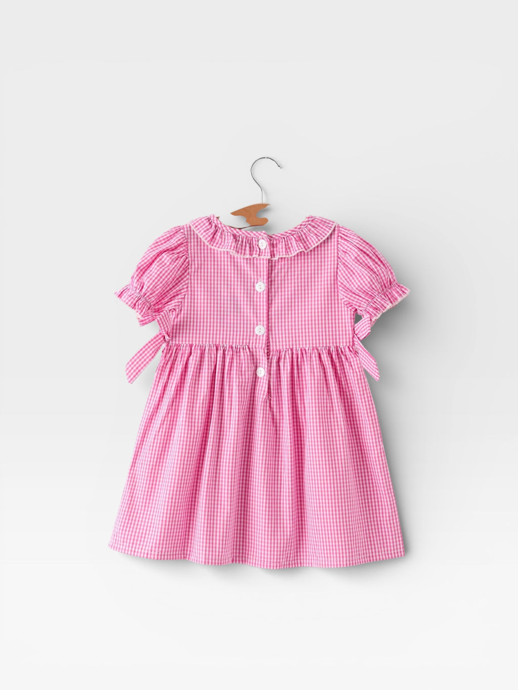 Bow Embroidered Plaid Baby Girl Dress