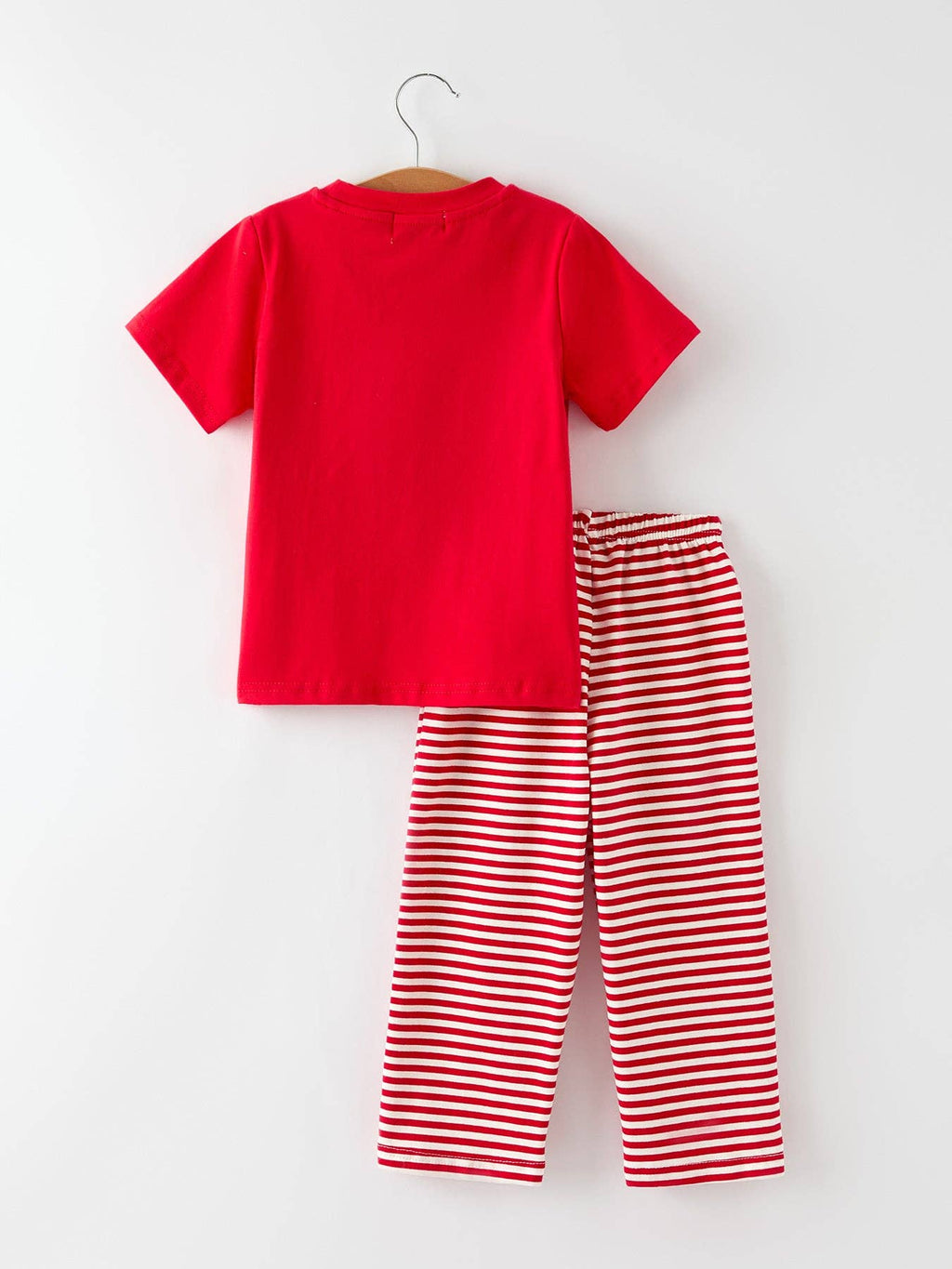 Christmas Candy Cane Smocking Embroidery Striped Boys Set