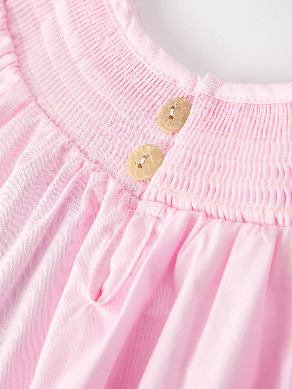 White Bow Smock Embroidered Pink Dress