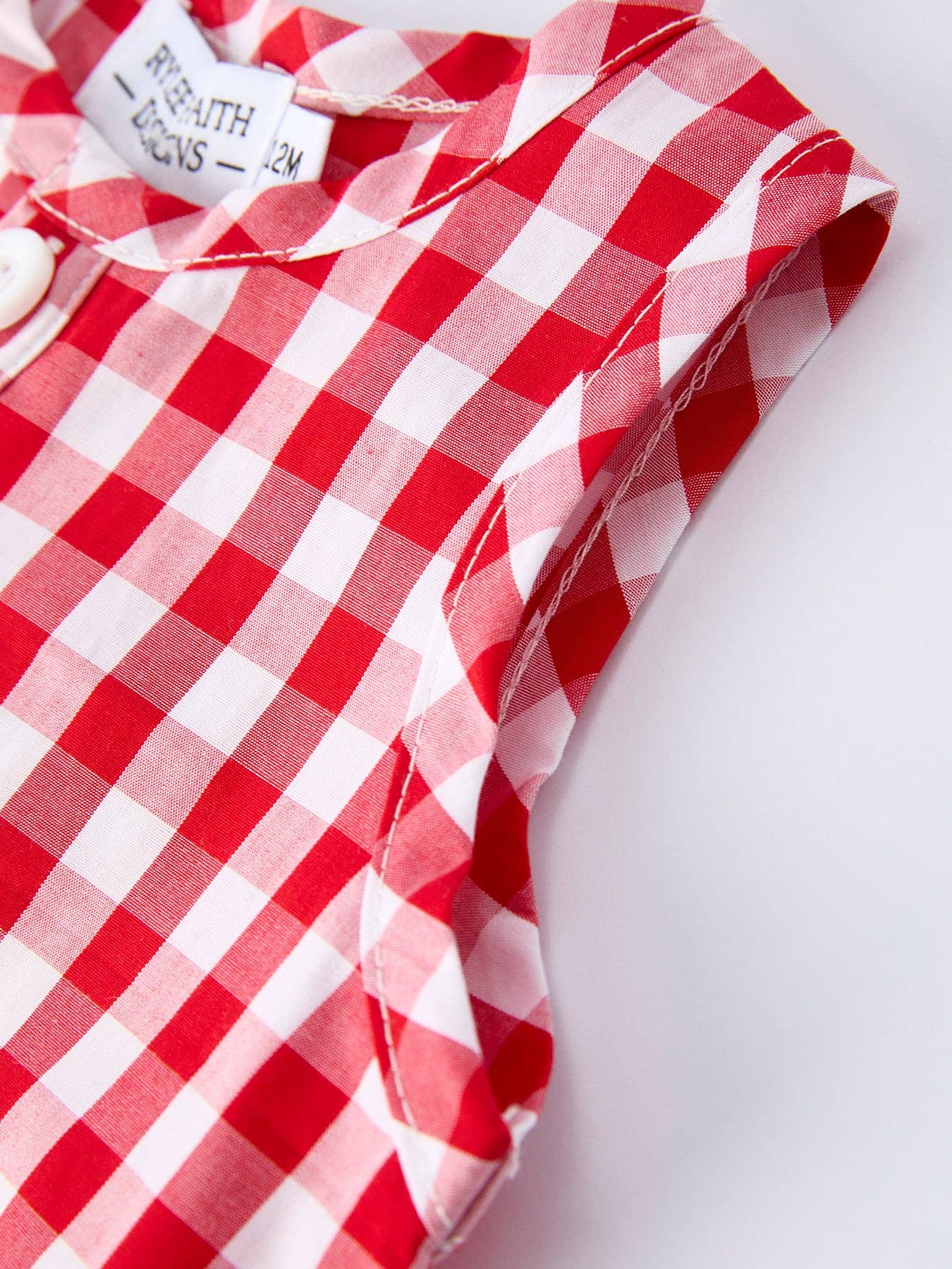 Summer Plaid Smocked Ruffle Boys Romper Sibling Outfits