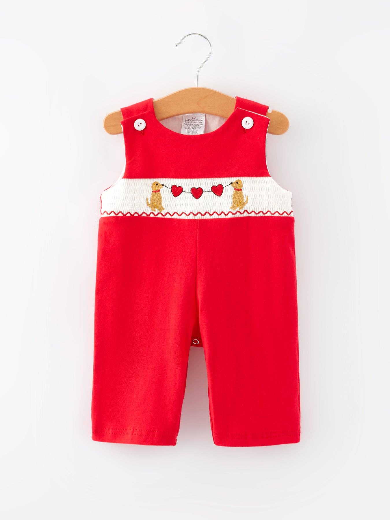 Valentine's Day Dog Smocking Boys Romper
