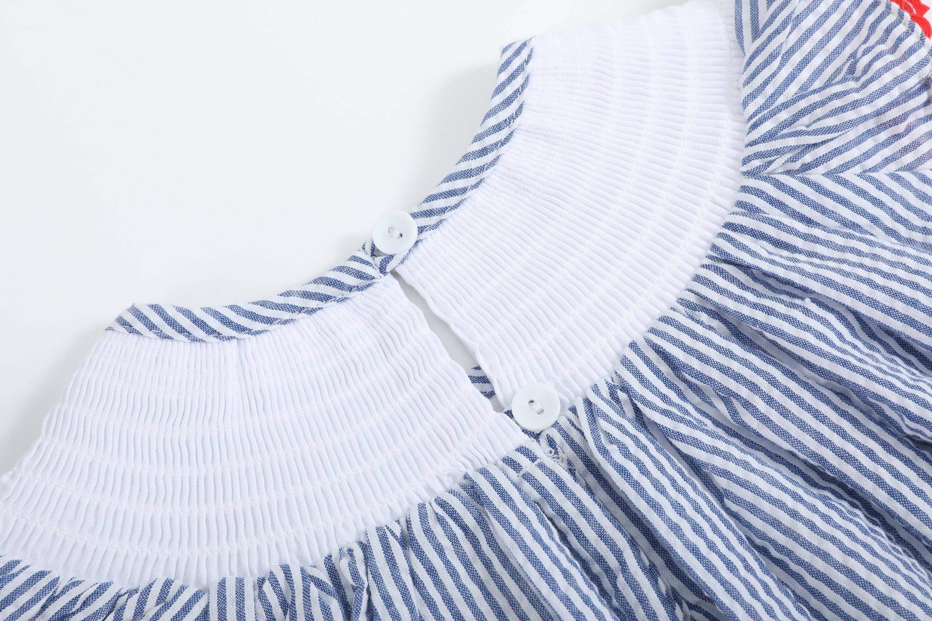 Seersucker Baseball Bishop Dress